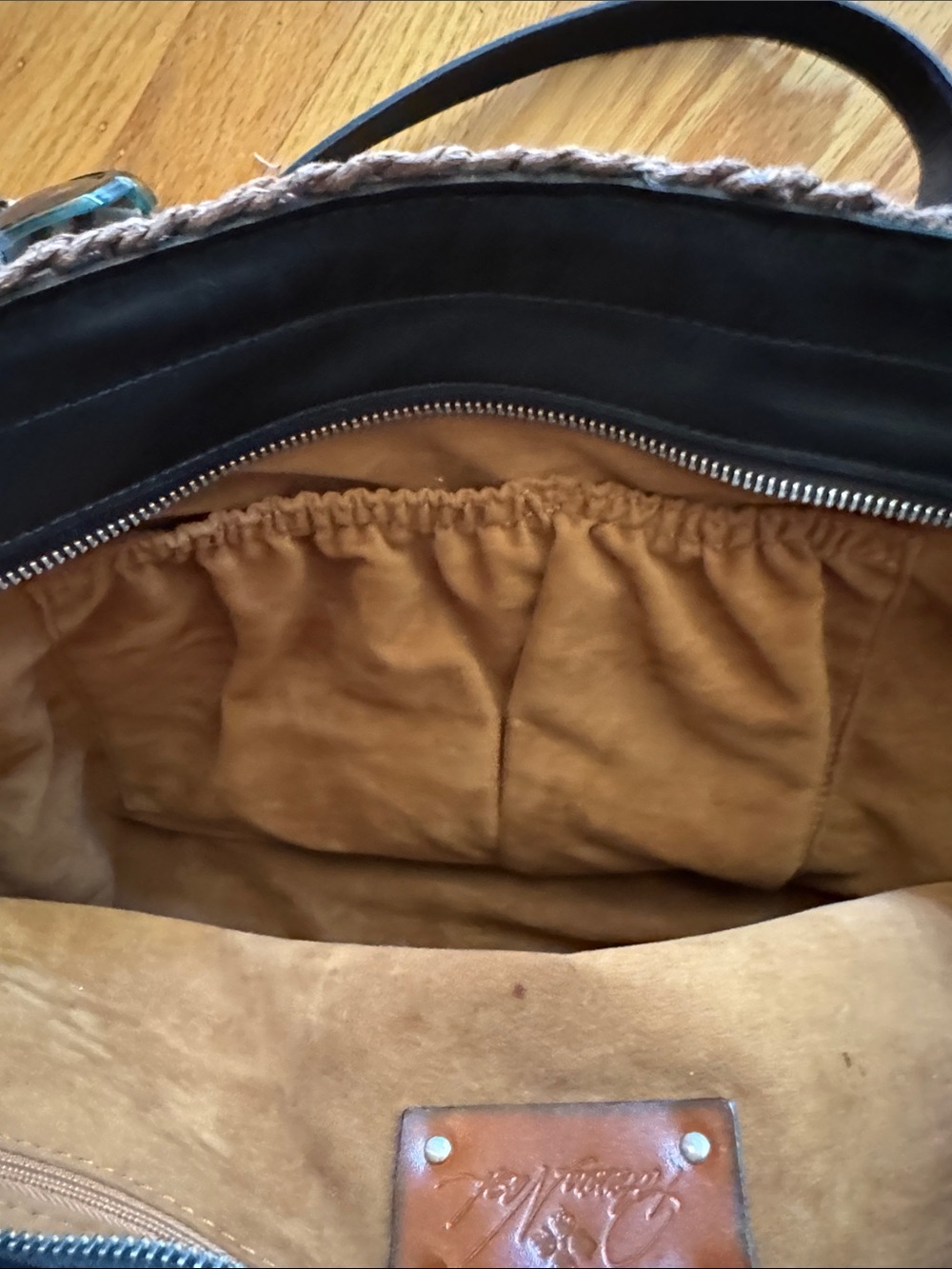 🌺 PATRICIA NASH; Sellia Maize Specialty Woven Tan/Black Zipper Top Tote Bag 4 U! - Picture 16 of 16